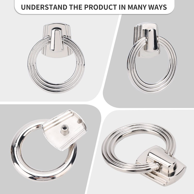 skohom 5 Packs Ring pulls,2.2" Footed Nickle Drawer pulls,Heavy Duty