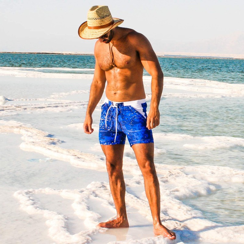 Taddlee Traje de baño para hombre de corte cuadrado, Azul