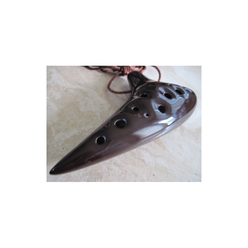 Utopia Glossy Dark Coffee Brown Ocarina Ceramic Soprano G -