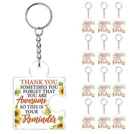 Inspirational Gifts for Women Friends Bestie, 12 Pcs Appreciation Gifts Bulk for Coworkers Employees, Thank You Cheer Gift for Team Staff Teacher Nurse, You Are Awesome Acrylic Puzzle Piece Keychains