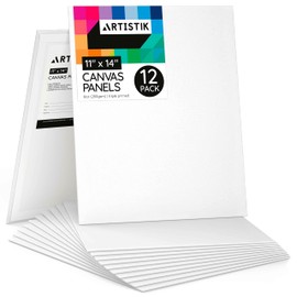 Blank Canvas - Canvas Frames Panel Board for Painting,100% Cotton Artist Triple Primed Gesso Canvas Panels Art Paint Supply by Artistik (Pack of 12-11" x 14")
