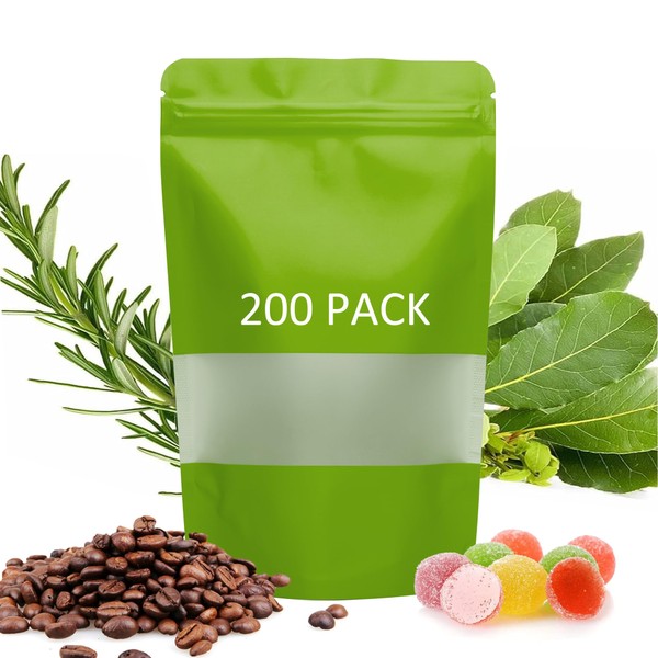 200 Pack Food Storage Bags, Foil Pouch Resealable Bags with
