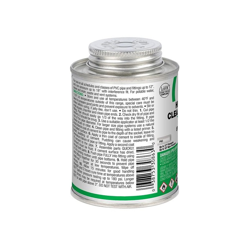 Oatey 30863 Heavy Duty Solvent Cement, 8 Oz, Can, Liquid,