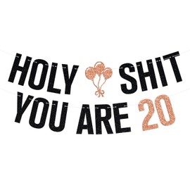 Holy Sh*t You Are 20 Banner, Funny 20th Birthday Bunting Decorations, Cheers to 20 Years/Kissing My Teens Goodbye, Adults 20-Year-Old Birthday Anniversary Party Backdrop Decorations