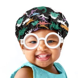 Snilety Dinosaur Kids Satin Bonnet, Adjustable Toddler Hair Bonnet Satin Sleeping Cap for Night Sleep Hats, Breathable Kids Sleep Cap for Boys