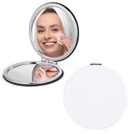FIBOUND 2 Pieces Miroir Pliant Rond, Portable Miroir de Poche, Miroir Pliant Rond le Maquillage, Miroir de Poche Avec Grossissement, Miroir Maquillage Poche, Pour le Travail, Les Voyages
