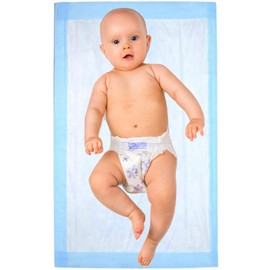 Disposable Baby Changing Pad Liner - Economy Pack 50 Count (17 x 24 Inch) - Waterproof Absorbent Blue Hospital Underpad for Incontinence with Moisture Protector - Small Chux by BrightCare