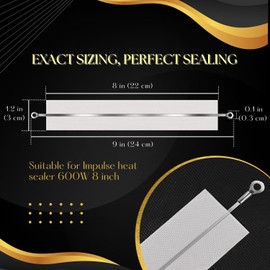 Flexzion Impulse Sealer Replacement Parts Repair Kits for Flexzion Impulse Heat Sealer 600W 8-inch Heat Sealers, PTFE & Heat Seal Strips, Replacement Elements, Pack of 10