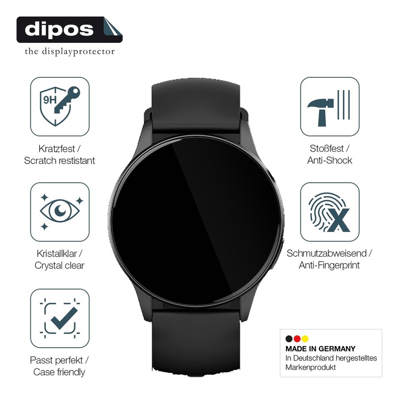 dipos I 2x Displayschutz 9H klar kompatibel mit 360Grad FITSmartWatch