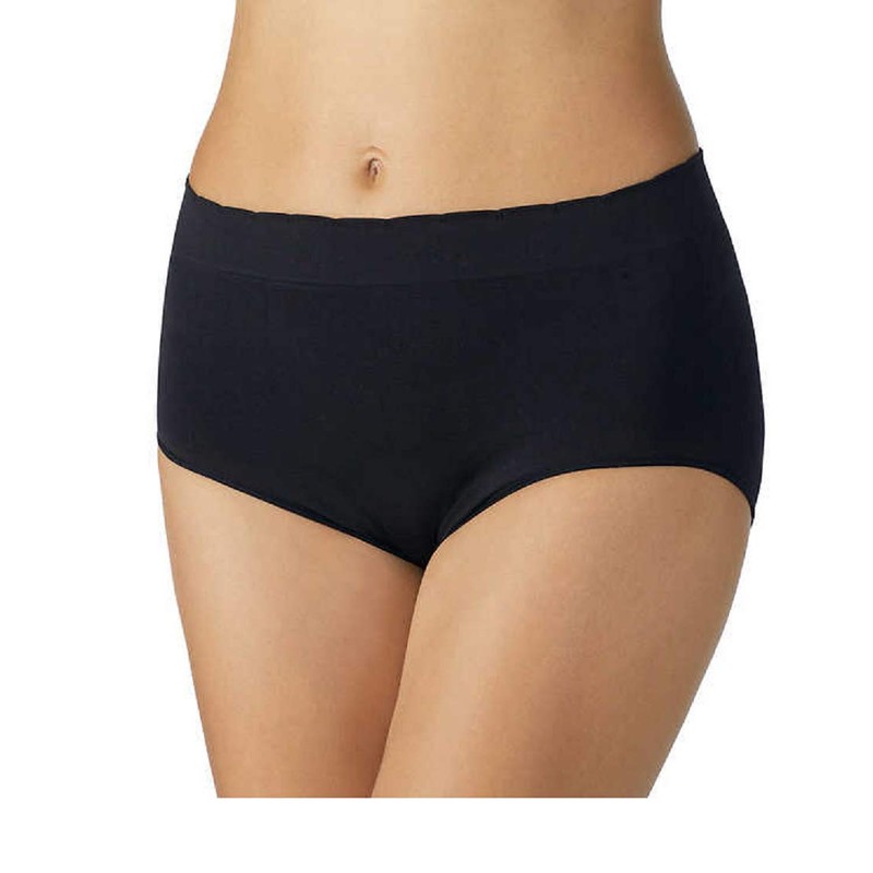 Carole Hochman Ladies' Seamless Brief, 5-Pack, Variety (Black,Nude,White,Brown, Pink, Large)