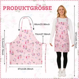 Halinuia Cooking Apron Women's Floral Apron Kitchen Adjustable Apron Women Pink Aprons Catering for Women Waterproof Bib Apron Women's Cooking Apron Women's Modern Kitchen Chef Aprons BBQ Apron, pink