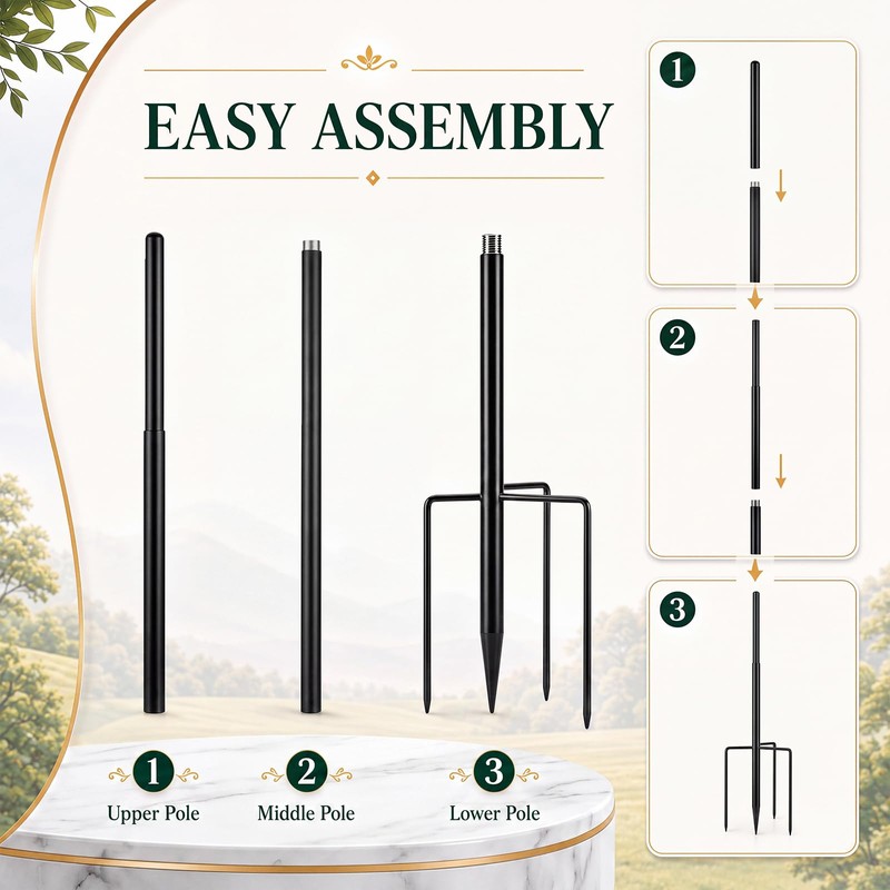 Glossy Black 72" h Replacement Pole for Large Wind Spinner,