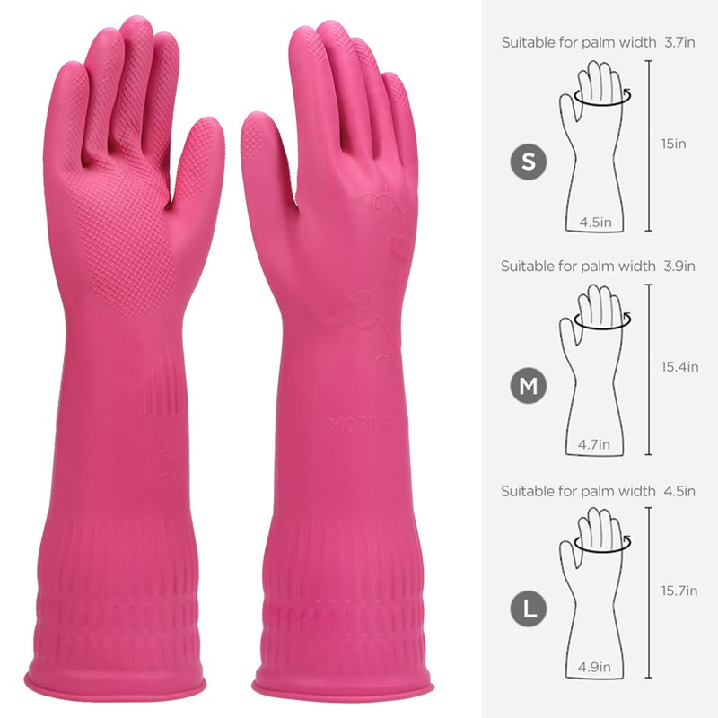 YSLON 3 Pairs Rubber Dish Gloves Kitchen Cleaning Gloves Waterproof