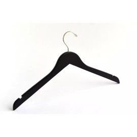 Royal Hangers Adult Matte Black Wooden Top Hanger with Gold Hook (Box of 25)
