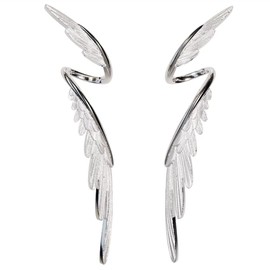 Long Angel Feather Wing Earrings Drop Dangle Stud for Women Girls S925 Sterling Silver Post Wedding Party Accessories Earring Guardian Angle Dangling Earrings for Mom Valentine's Day Gifts Girlfriend