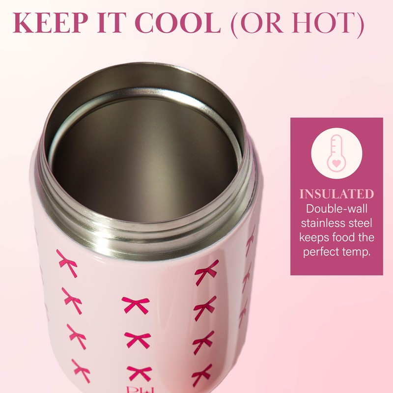 Paris Hilton Stainless Steel Food Jar, Double Wall Vacuum Sealed