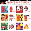 Haooryx 300pcs Firefighter Theme DIY Scene Sticker Roll, Cute Make