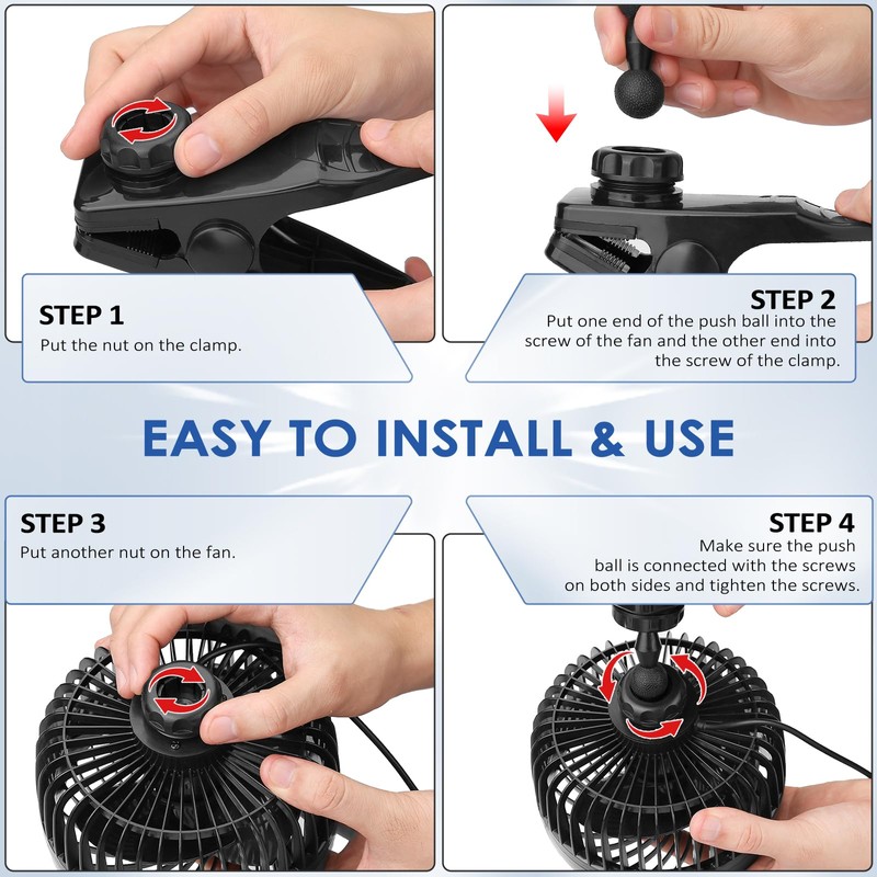 XOOL 12V 6'' Car Fan, Clip Fan 360 Degree Rotatable