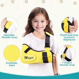 ENLUNTRA Arm Sling Shoulder Injury Brace for Kids,Kids Arm Sling Shoulder Immobilizer with Waist Strap,Support Brace for Kids Arm,Wrist, Elbow,Clavicle Fracture Post-Surgery(Yellow)