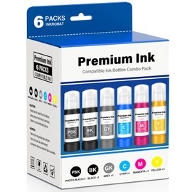 Compatible Ink Replacement for Epson 552 Ink Refill Bottles 6 Pack (NotSublimation) Compatible for Ecotank Photo 8550 ET-8550 ET-8500 ET8550 ET8500 8500 Printer, T552 (BK Pigment, PB C M Y GY Dye)