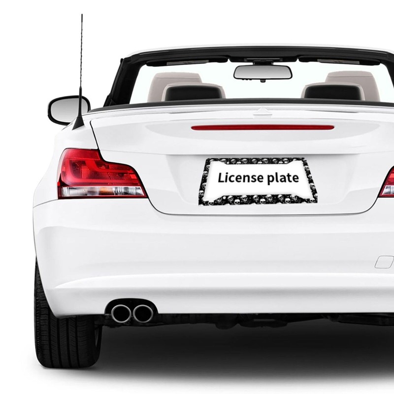 Skull License Plate Frame 2 Pack Accessories Cars Decor 12.3
