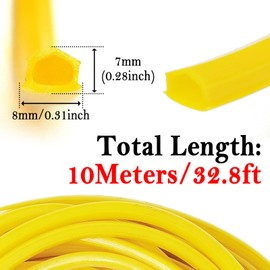 generic 10Meters/32ft 6mm Aluminum Extrusion Slot Cover Soft Cover Seal Strip for 2020 Aluminum Extrusion Profile European Standard Anodized Linear Rail(Yellow)