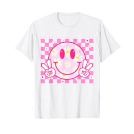 Happy Face Daisy Flower Design Preppy Aesthetic Smile Face T-Shirt