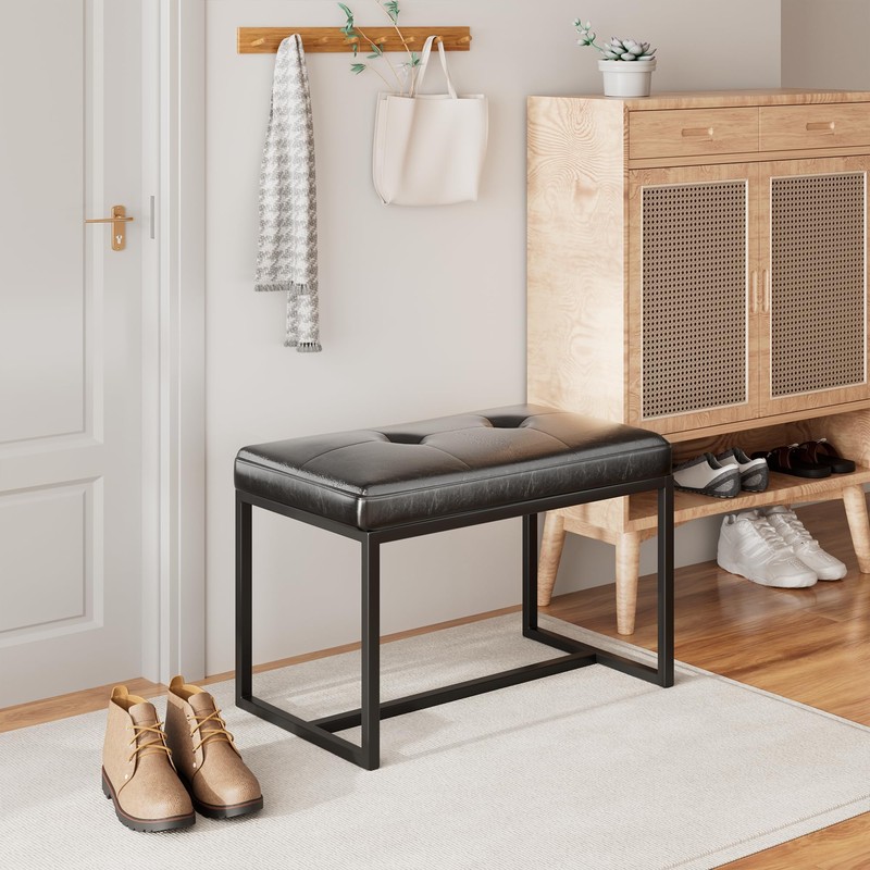 ACONUP Modern Leather Ottoman Bench, PU Leather Vanity Stools Chairs