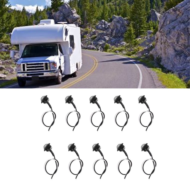 10pcs Side Marker Light 3LED IP68 Waterproof Round Clearance Indicator