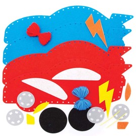 Baker Ross FE614 Racing Car Cushion Sewing Kits - Pack of 2, Sewing Set for Children, Creative Activities for Kids, Ideal Arts and Crafts Project