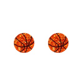 Lightweight Glitter Stackable Cute Sports Rugby Basketball Football Baseball Creative Classic Ball Shiny Stud Earrings Sports Game Lover Jewelry for Women-basketball