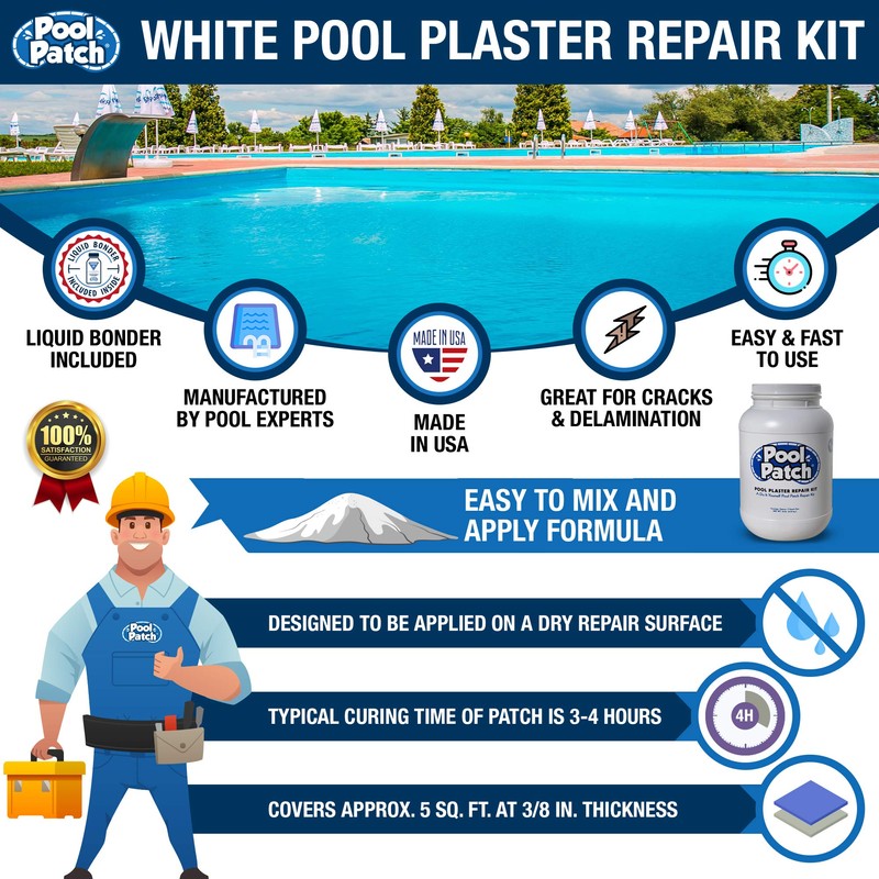 Pool Patch Pool Patch White Pool Plaster Repair Kit, 10-Pound,