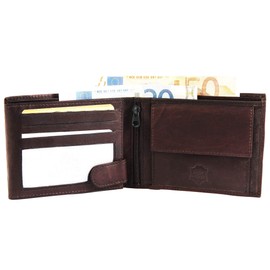 Excellanc 3000124 Men's Wallet Real Leather Landscape Format 9 x 12 cm, dark brown, Classic