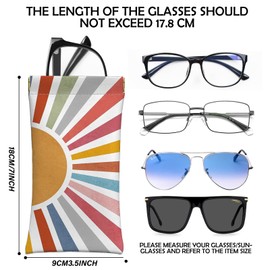 BHAHB 2 PCS Glasses Eyeglass Sunglasses Case Pouch Soft PU Leather Cute Aesthetic with Cleaning Cloth for Women Girls Men-Hearts Rainbow