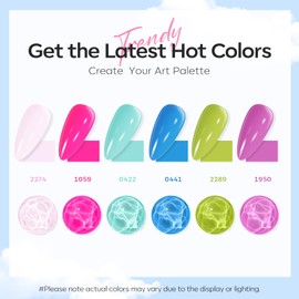 modelones modelones Gel Nail Polish Set, 6 Colors Spring Pastel Mint Purple Light Pink Gel Polish Summer Rainbow Bright Neon Green Blue Hot Pink Nail Gel Polish Soak Off LED Easter Nail Art Gel DIY Salon Gift