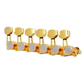 Eddaray 6 In-line Guitar Machine Heads 6 Right Hand – 1:15 Gear Ratio Sealed Tuning Key Pegs Tuners Set with Hexagonal Shaped Knob Replacement, (E-1001, Gold)