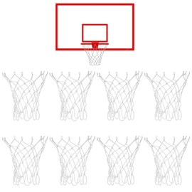 8 Pcs Mini Basketball Nets Replacement for 8"-10.25" Basketball Rims with 8 Loops White Nylon Small Basketballs Hoop Net Basketballs Rims Thicker Ropes Weaved All Weather