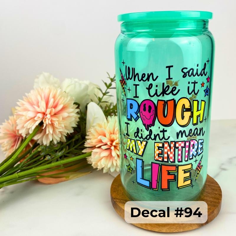 UV DTF DECALS, 4" height, Cup Decals, Cup Stickers, Cup