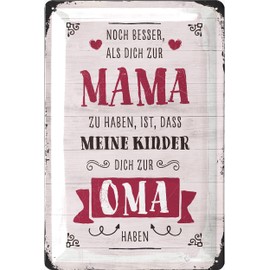 LANOLU Schild Oma - NOCH BESSER ALS DICH ZUR MAMA - Mutter Oma Geschenk - Geburtstag - Vintage Blechschilder Retro - du wirst Oma Geschenk - Küchen Deko - Muttertag Schild mit Sprüchen 20x30cm