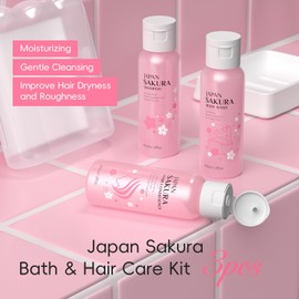 Sakura Travel Shampoo and Conditioner Set – Mini Shampoo and Conditioner Set for Women, Perfect Sakura Shower Gift Set for Women, Moisturizes & Refreshes Hair & Skin on the Go