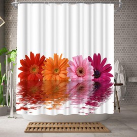 WELMECO Colorful Daisy Shower Curtain Flower Shower Curtain 72x72inch Polyester Fabric Bathroom Decor