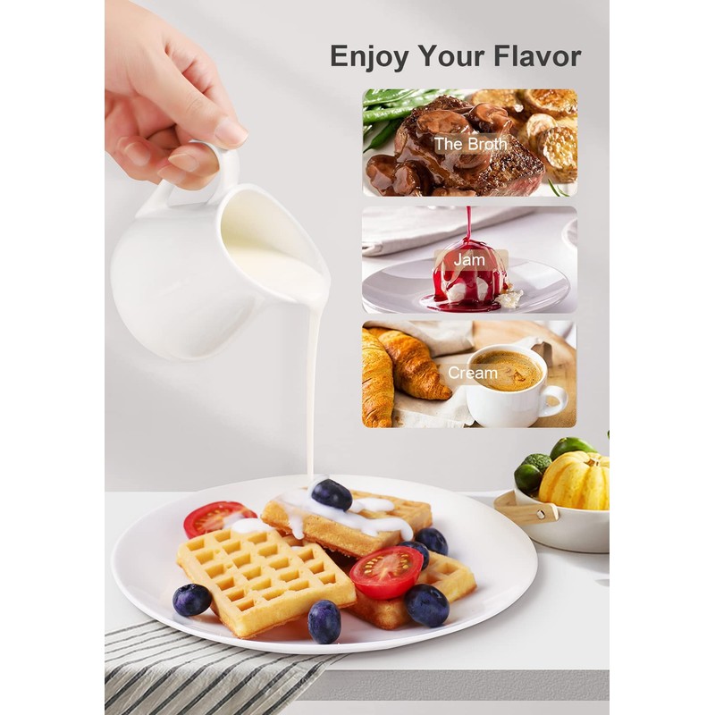 Nucookery 8 Oz Classic White Fine Porcelain Creamer with Handle,Small