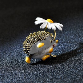 GFM® Hedgehog Brooch with Umbrella - (Black White)-(Brch-HH-UMB-KLSFD)