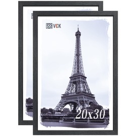 VCK 20x30 Poster Frame Set of 2, Black Solid Wood Picture Frames with Exclusive Woodgrain, Wall Gallery Frame