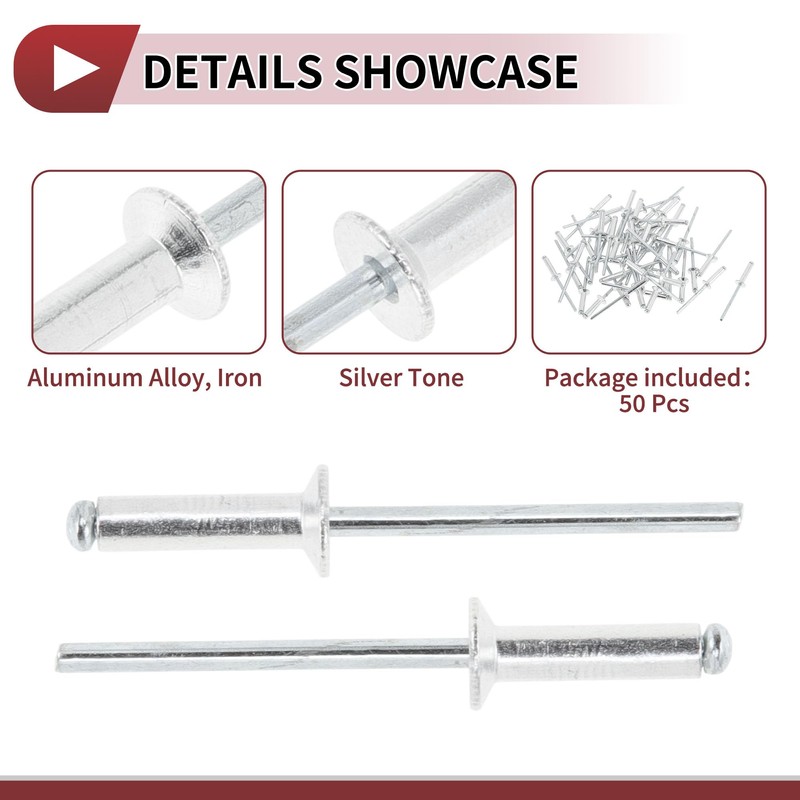 HEROFFIX Open End Large Flange Blind Rivets 4mm Grip Diameter
