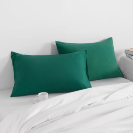 NTBAY Standard Pillow Cases Set of 2, 2 Pack Brushed Microfiber 20x26 Pillow Cases, Soft, Wrinkle, Fade, Stain Resistant Dark Green Pillow Cases with Envelope Closure, 20x26 Inches, Dark Green