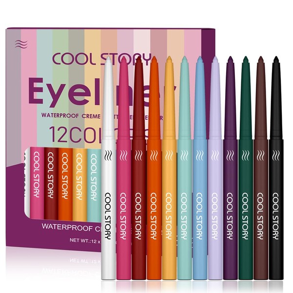COOL STORY Glossy Eyeliner Gel Pencil Waterproof Smudge-proof Glitter 12