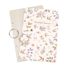 SUPERDANT Wonderful Memories Greeting Card Organiser Bohemian Plants Wooden Planning Book for Loose Leaves Card Holder 2 Ring Folder Cover Wedding/Birthday Diary Planner