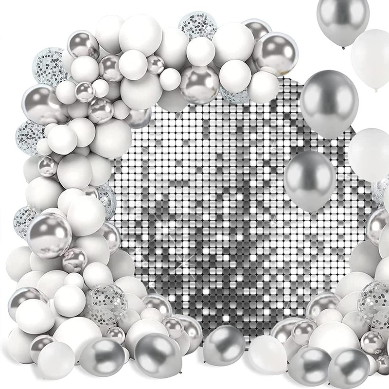 OERJU Silver Round Backdrop Cover Luxurious Not Glitter Sequin Background