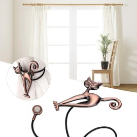 Magnetic Curtain Tiebacks Clips, Cute Cat Window Clips Buckle Belt Drape Tie Backs Decorative Holdbacks Clip Rope Drapes Holder Buckles for Draperies Hold Bedroom Decor(Red Bronze)